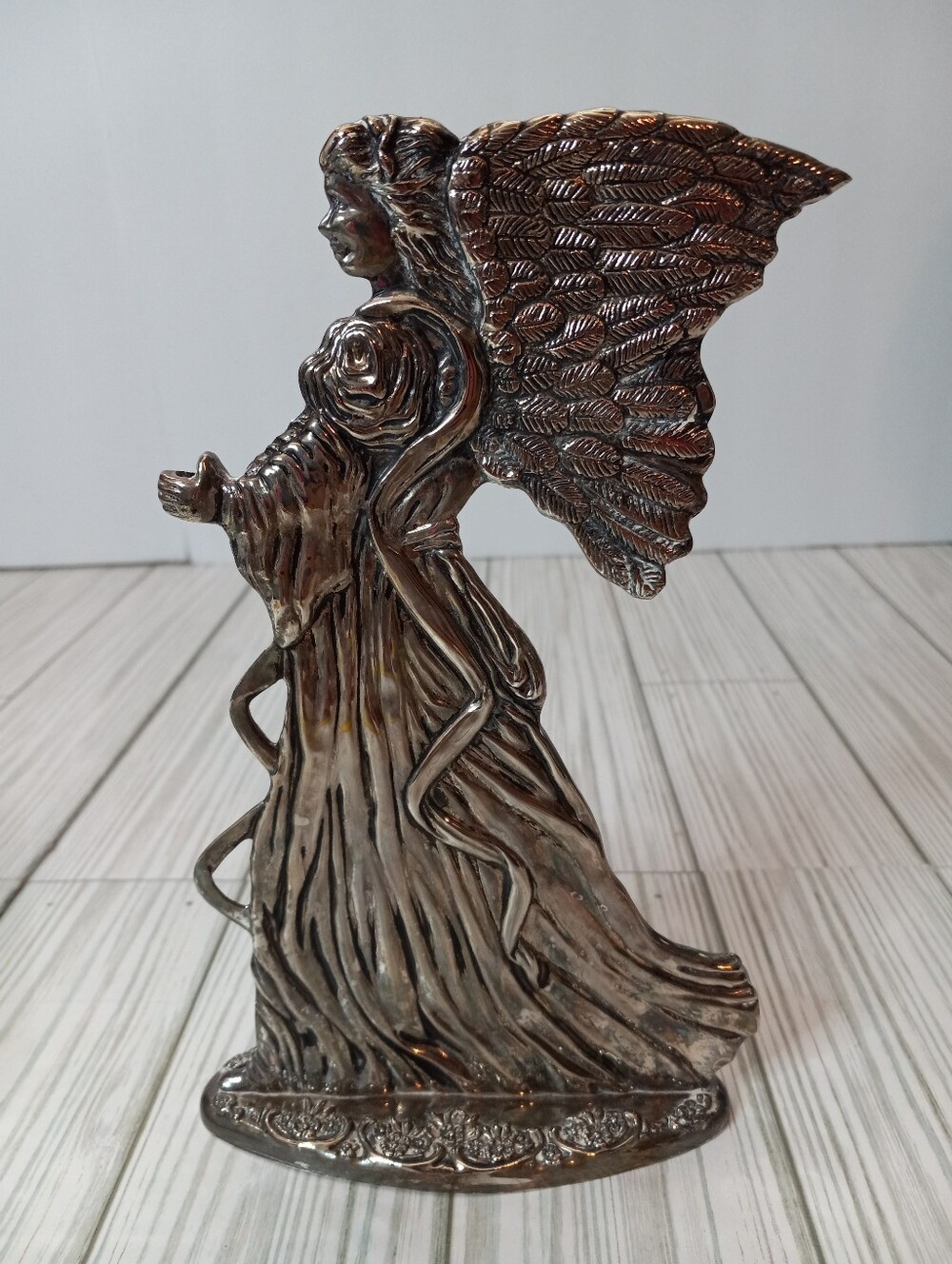 Vintage Zellers Angel Candle Stick Silver Plated Zinc Figure